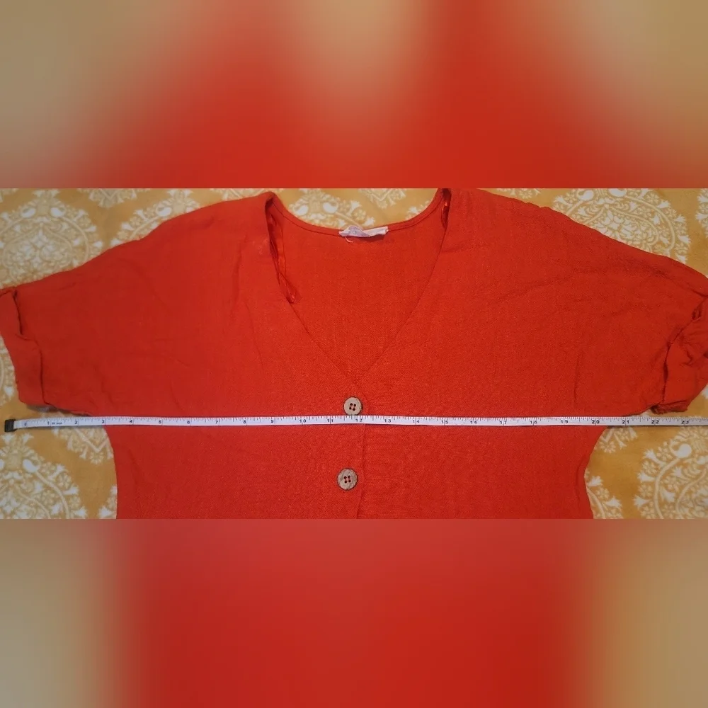 *NEW IN* Viscose And Linen Layered Dress With Pockets And Wooden Buttons Sz M - Picture 11 of 13